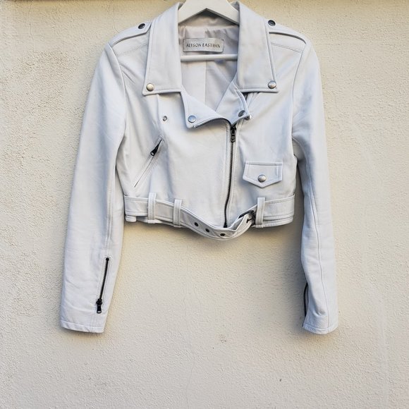 Alyson Eastman Crop Leather Moto Jacket - Picture 2 of 7